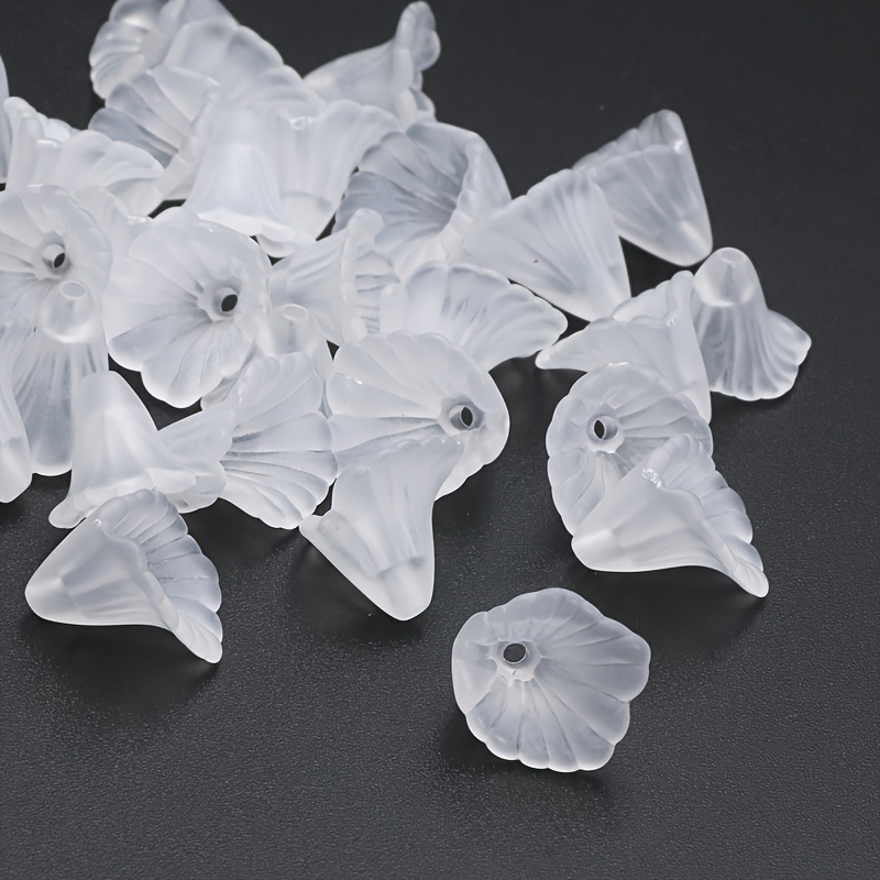 100pcs 12mm Frosted Acrylic Bell Flower Beads DIY Jewelry Making Crafts